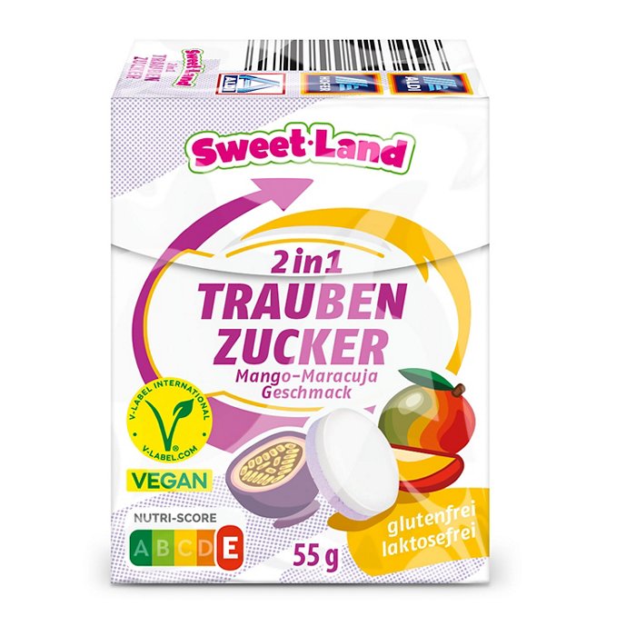 SWEET LAND Traubenzucker Duo 2 x 55 g, Mango-Maracuja