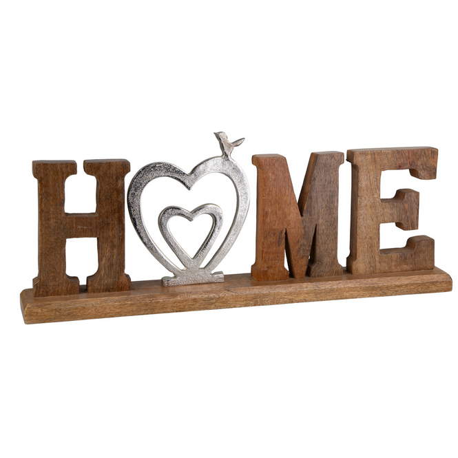 Schriftzug - Home - Holz, Metall - ca. 51 x 7,5 x 20 cm