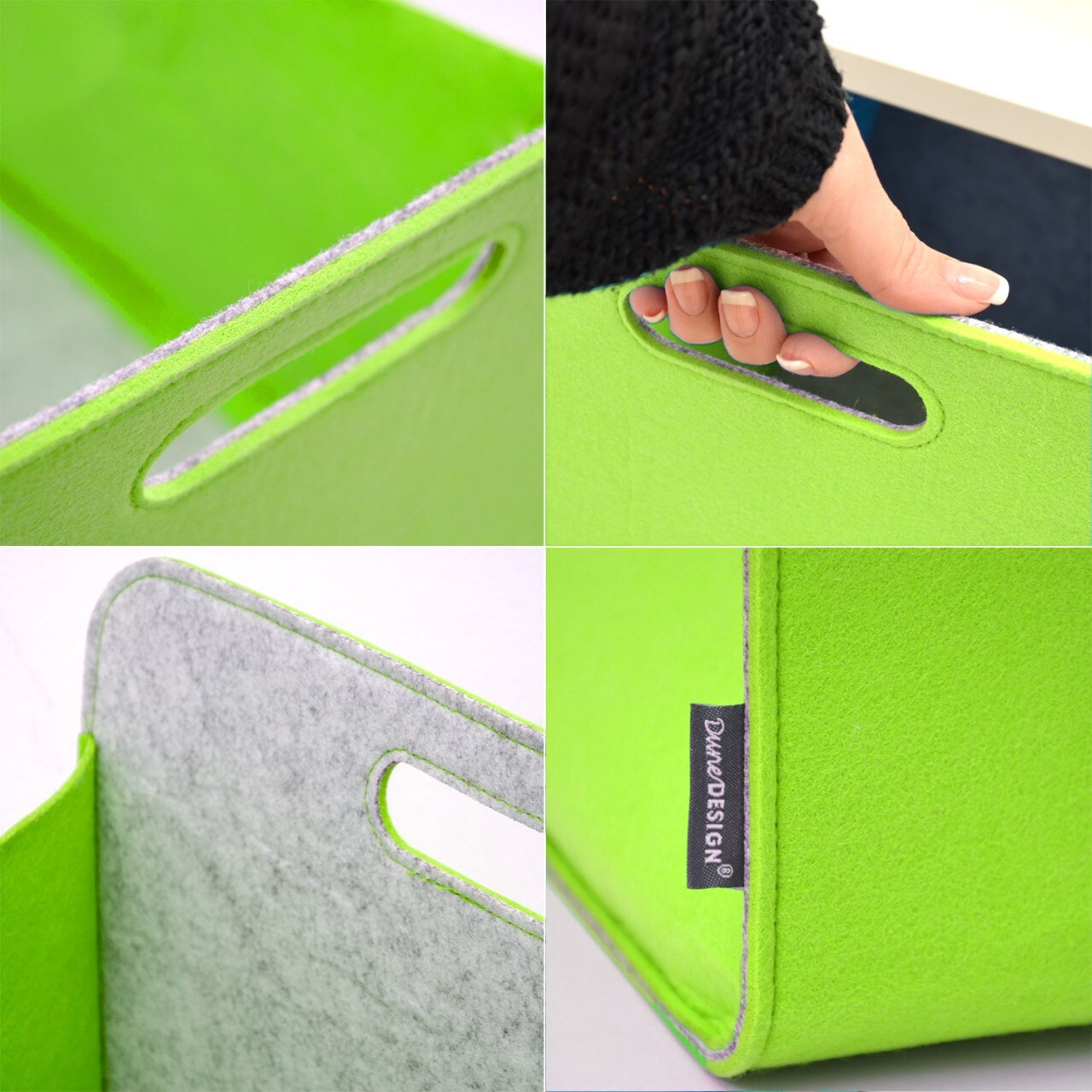 Aufbewahrungsbox 2er Set Cube Filz Apfelgrün 33x38x33cm