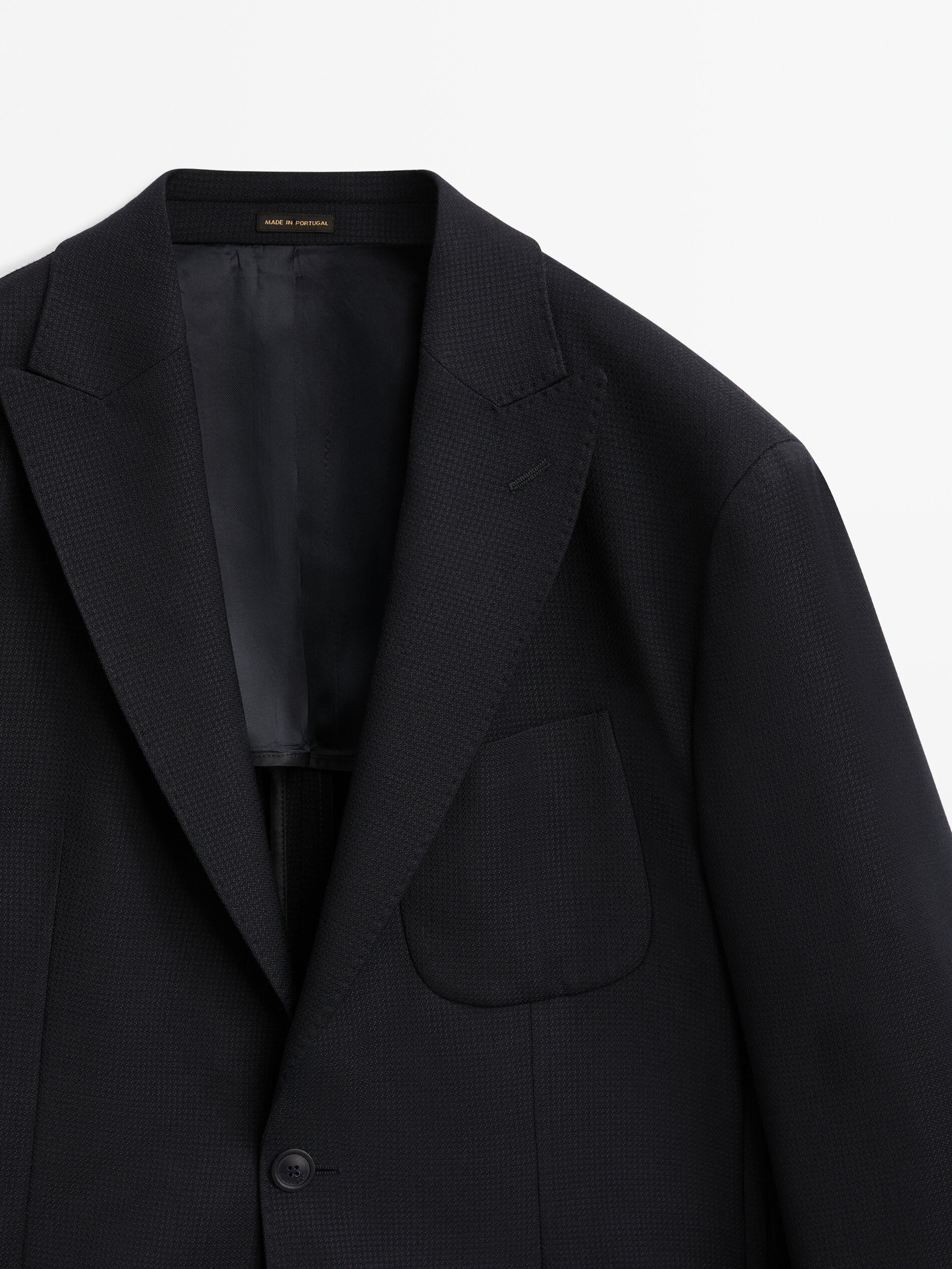 Blazer estruturado em lã azul marinho - AZUL MARINHO