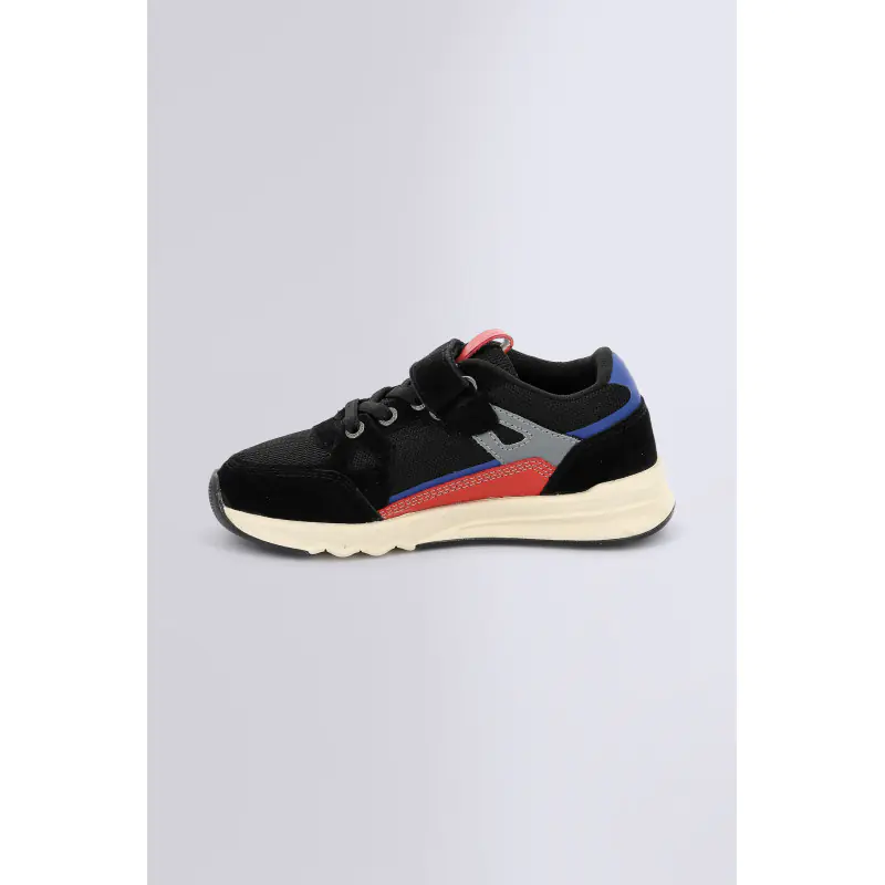 KIFUJIN NOIR ROUGE BLEU BASKETS BASSES Textile/Cuir Garçon