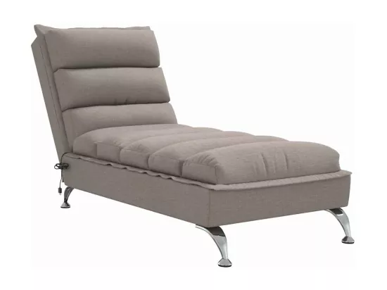 Chaise longue de massage avec coussins taupe tissu