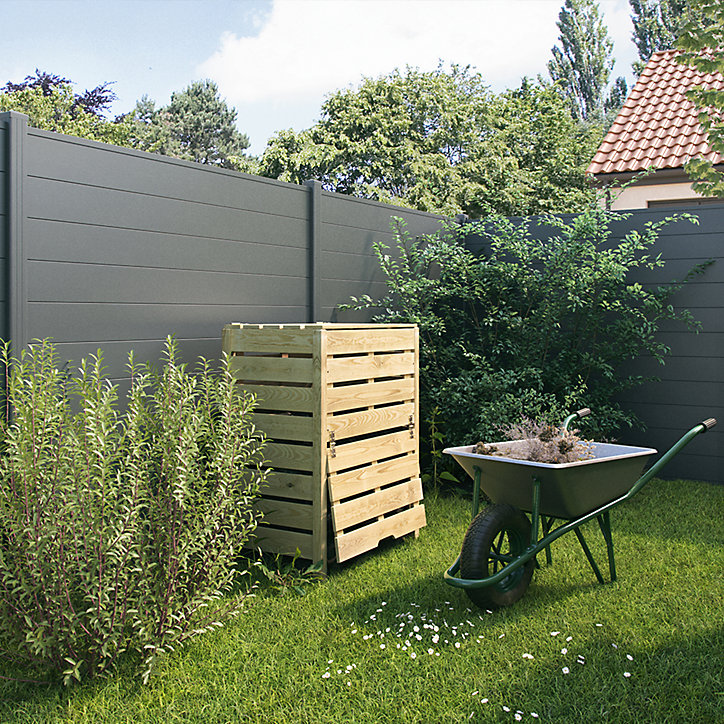 Kit poteau à sceller Pmex gris anthracite L.8 x l.8 x H.230 cm