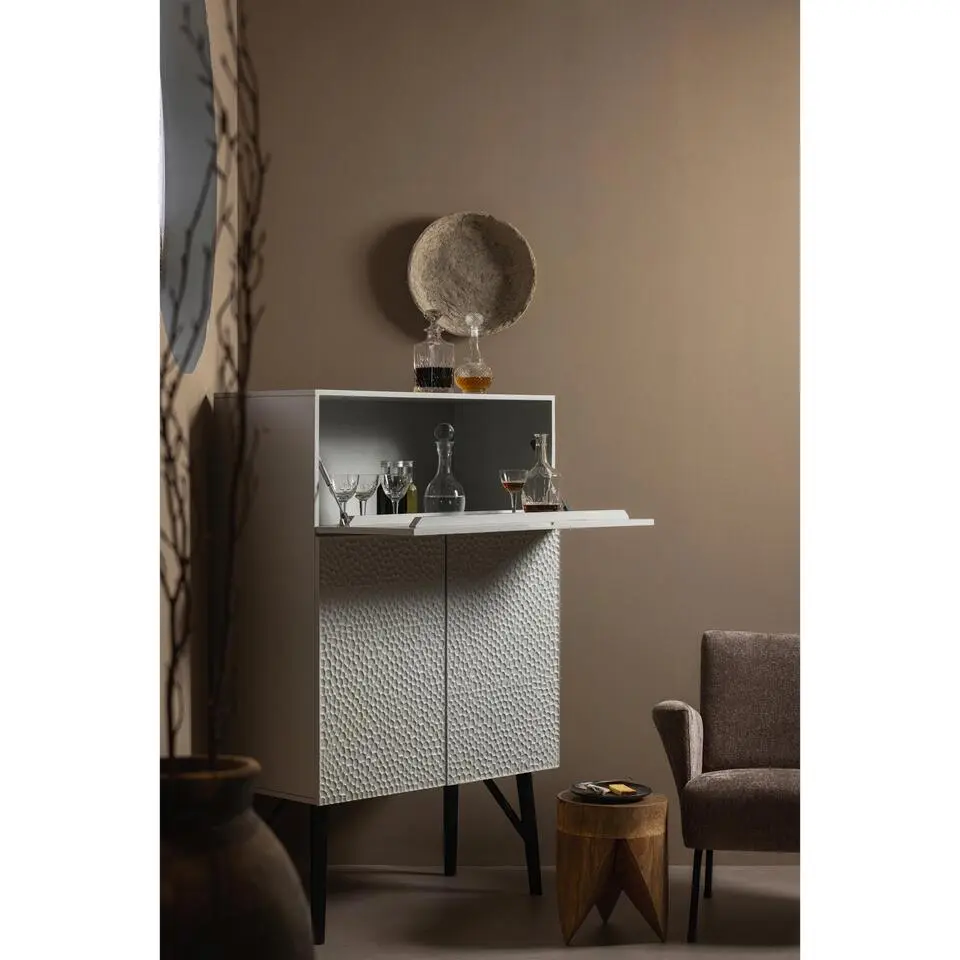 WOOOD Carved Drankkast - Hout - Mist - 146x90x46