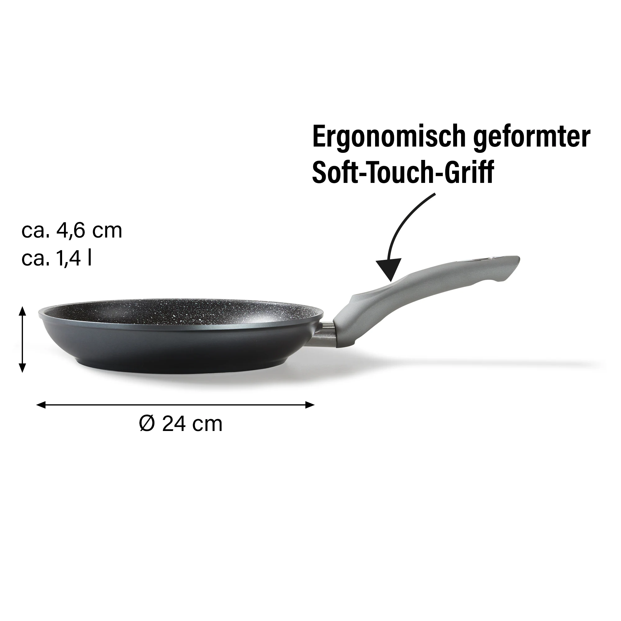 STONELINE® Gourmundo Bratpfanne 24 cm, Made in Germany, Induktion, antihaftbeschichtete Pfanne