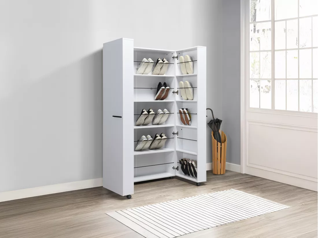 Meuble à chaussures avec 2 portes - Blanc - CARLYA