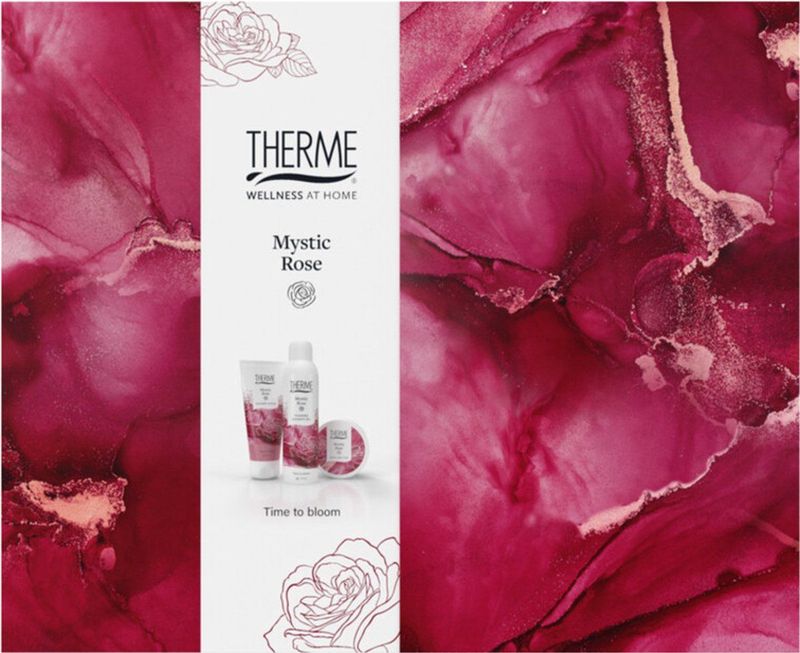Therme Mystic Rose Foaming Shower Gel + Shower Scrub + Body Butter Geschenkset