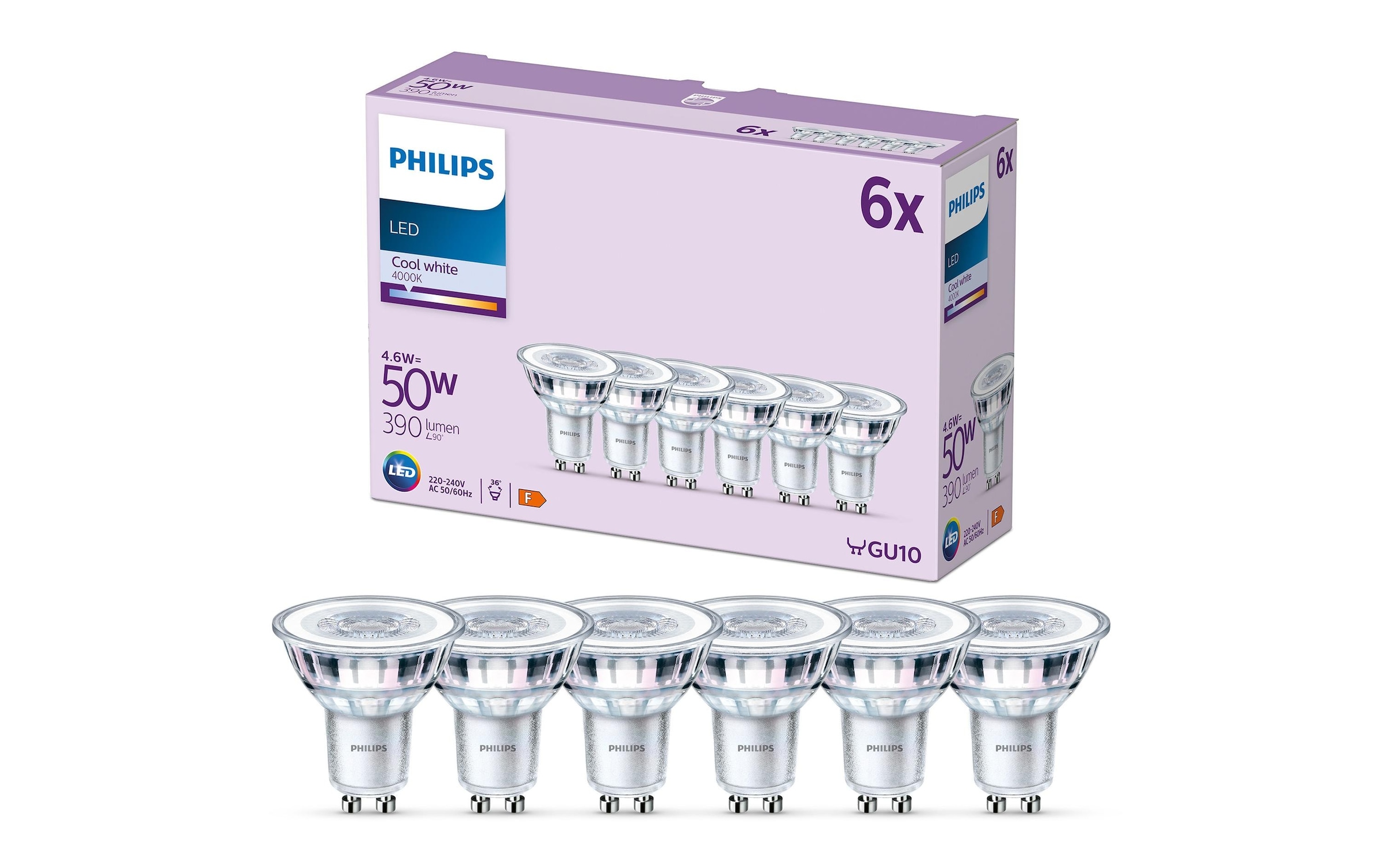 Philips LED-Leuchtmittel »(50W), 4.6W, GU10, Ne« GU10 Neutralweiss
