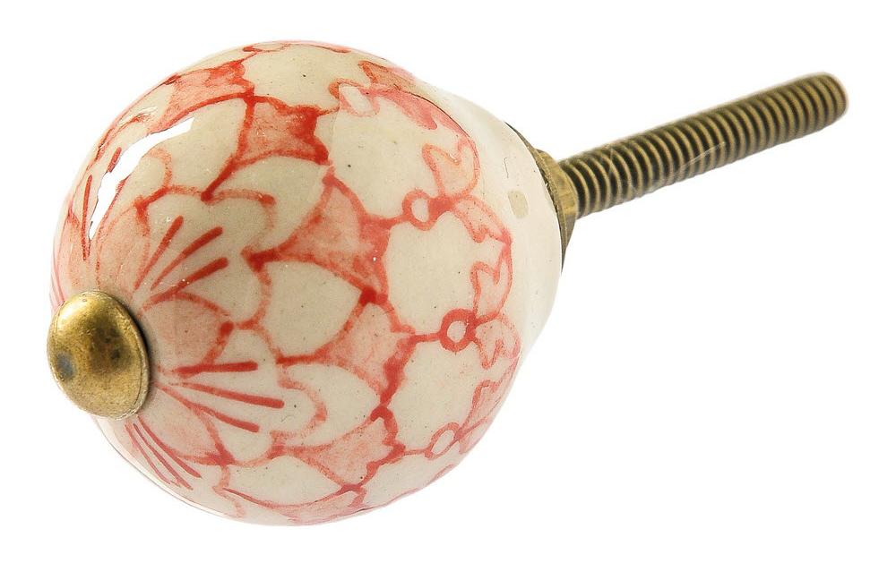 Möbelgriff handgemacht, Ø 3 cm, Weiss/GoldMöbelknauf mit Muster