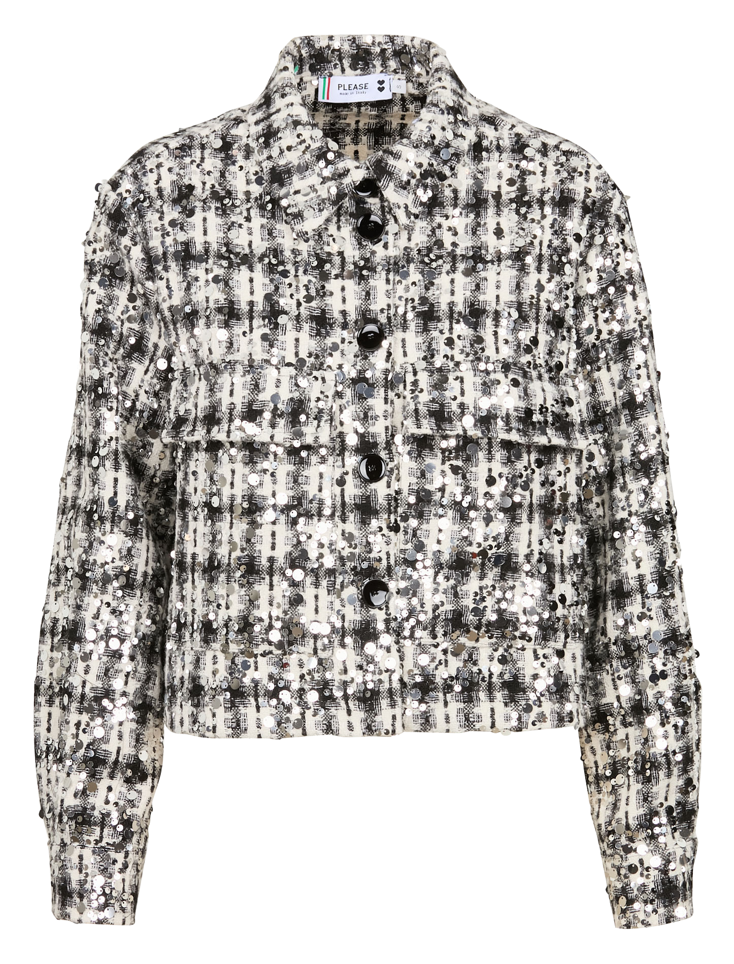 Veste col classique droite à carreaux | Blanc