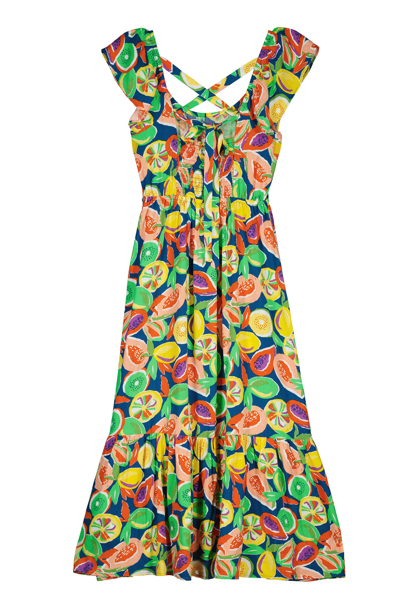 Vestido midi com costas cruzadas - Azul