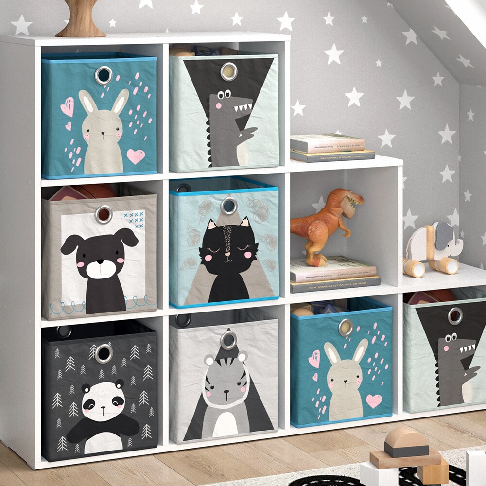 Vicco Treppenregal Raumteiler Bücherregal Weiß 9 Fächer Regal Kinder-Faltboxen
