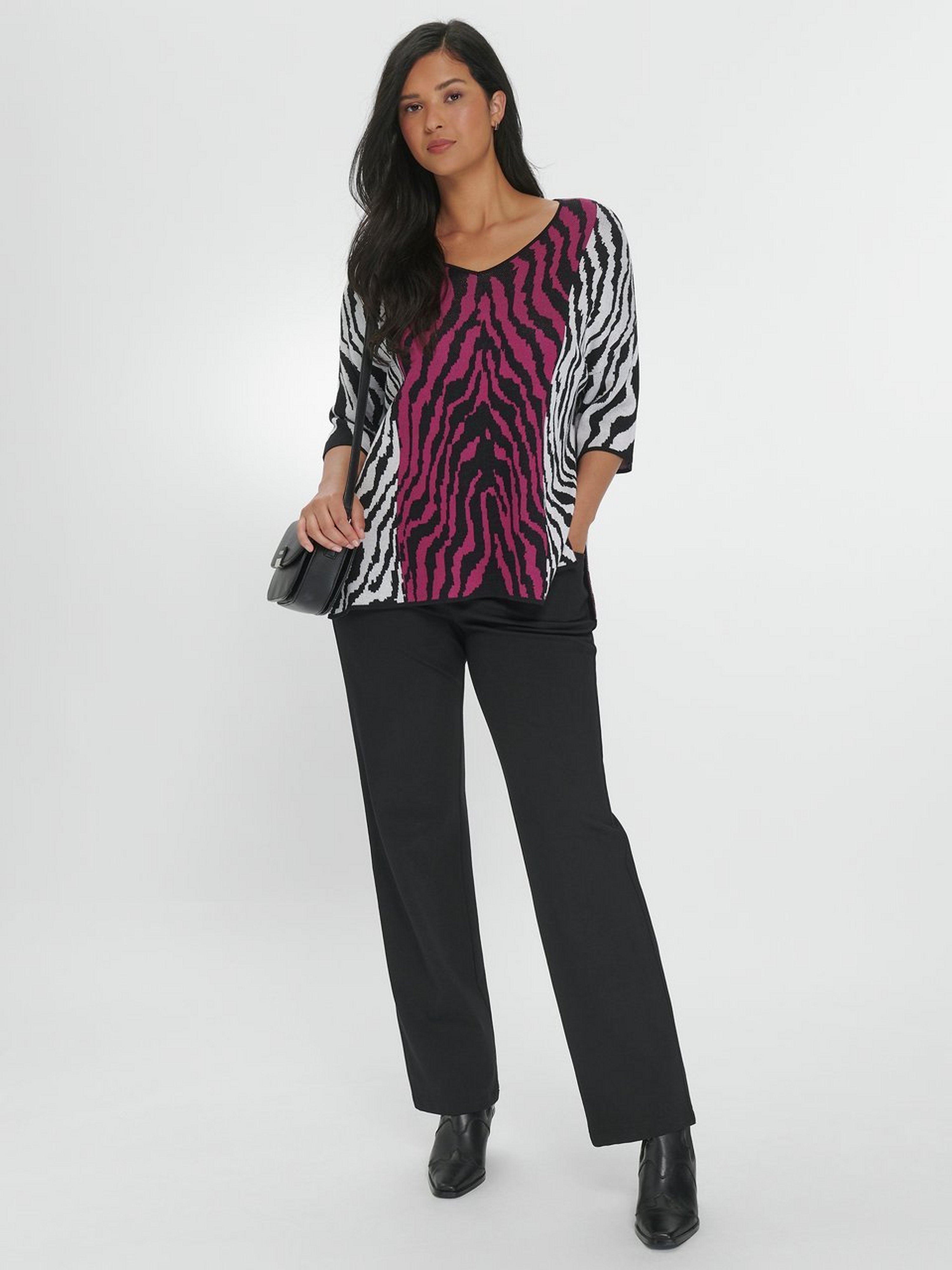 V-Pullover mit 3/4-Arm