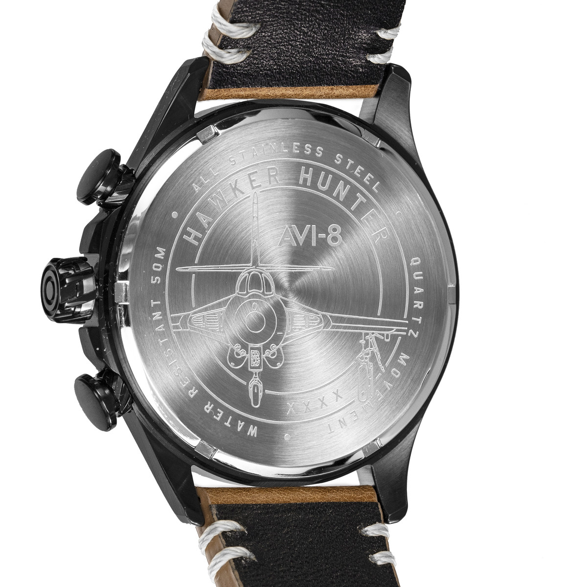 Montre AVI-8 homme chronographe acier cuir marron