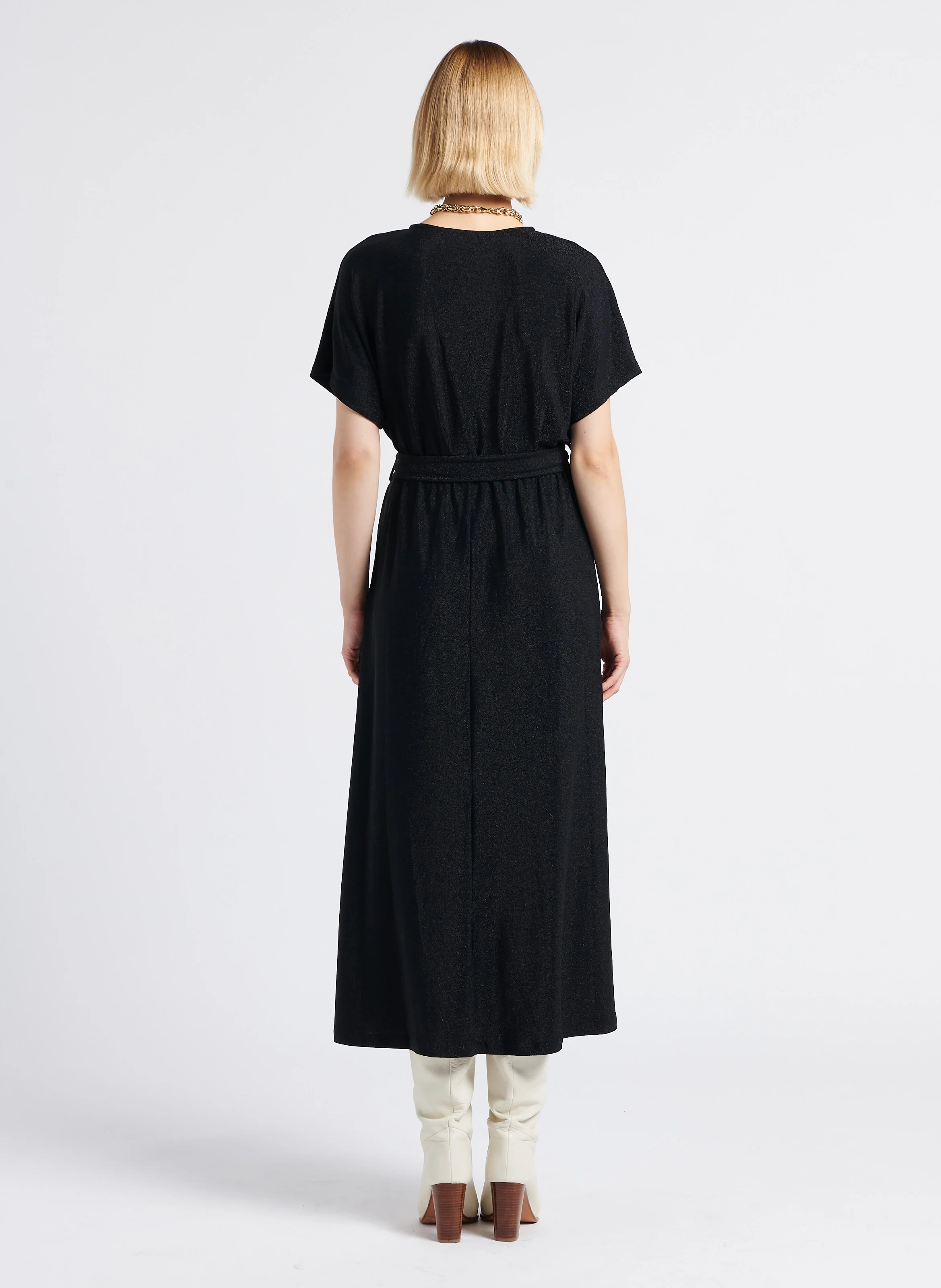 LIV - Robe longue col V| Noir