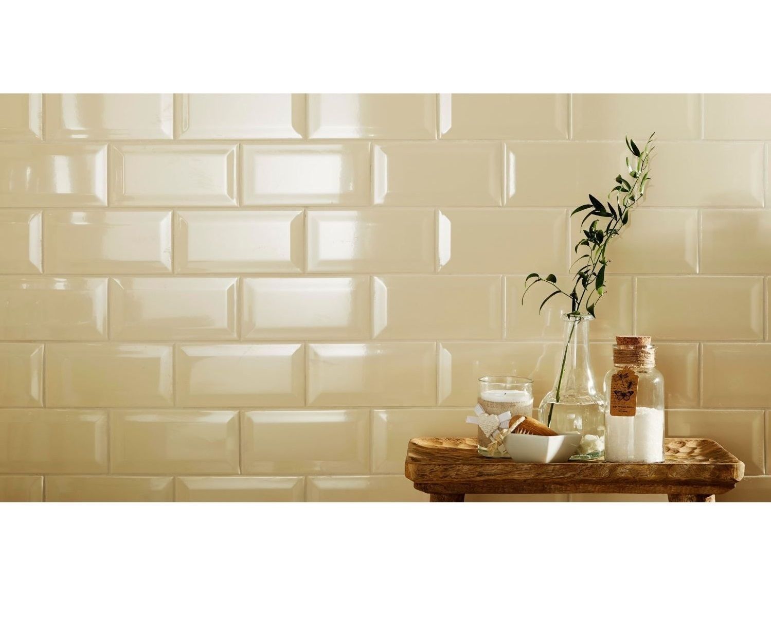 Metro wandtegels 10x20cm glans creme