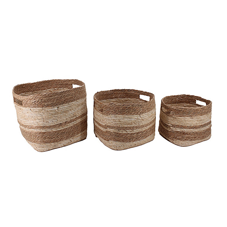 Panier rond base carrée en jonc de mer Norasia couleur naturelle taille S