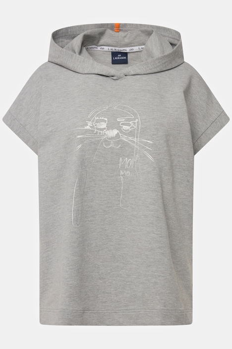 Hoodie, ärmellos, Robben-Print, Kapuze, OEKO-TEX