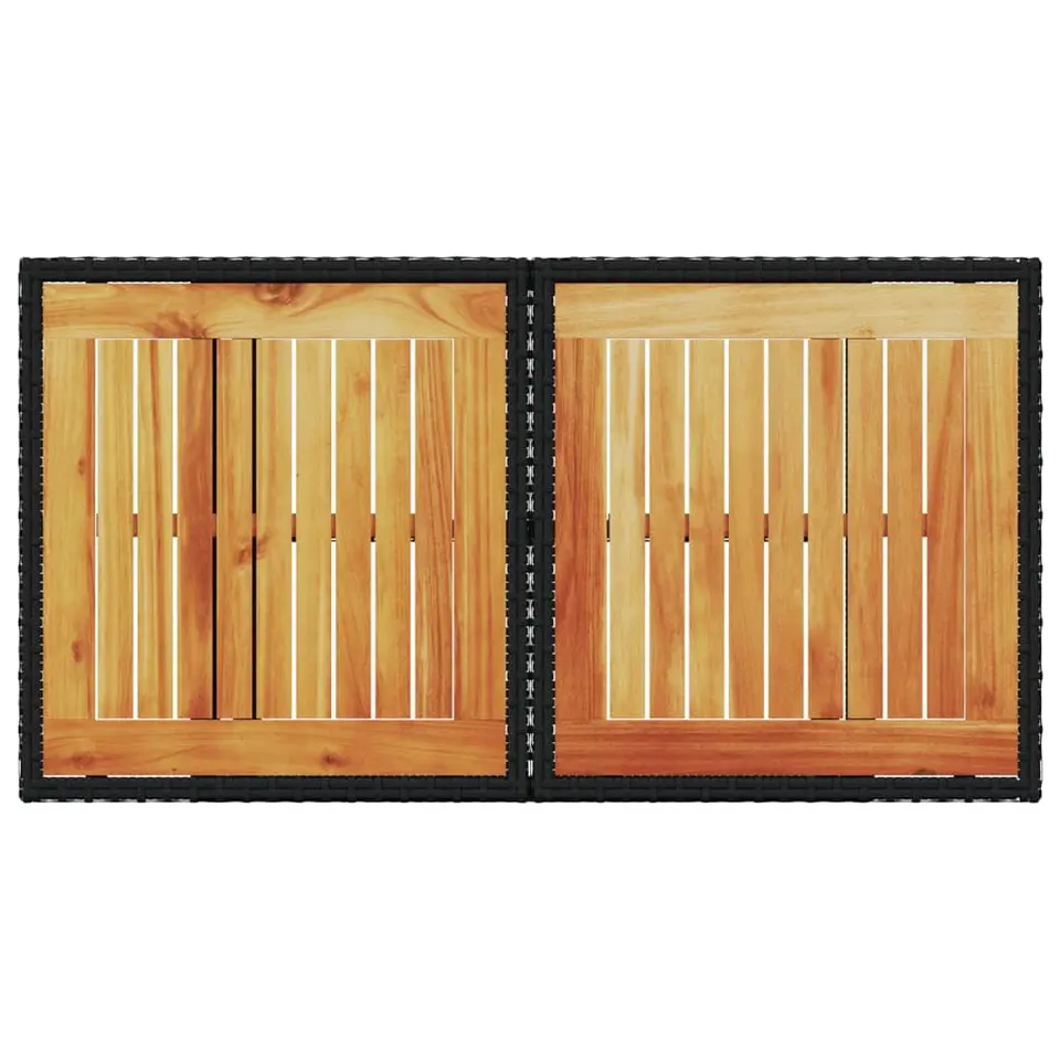 vidaXL - Tuintafel - Zwart - Poly rattan en acaciahout - 100x55x73 cm
