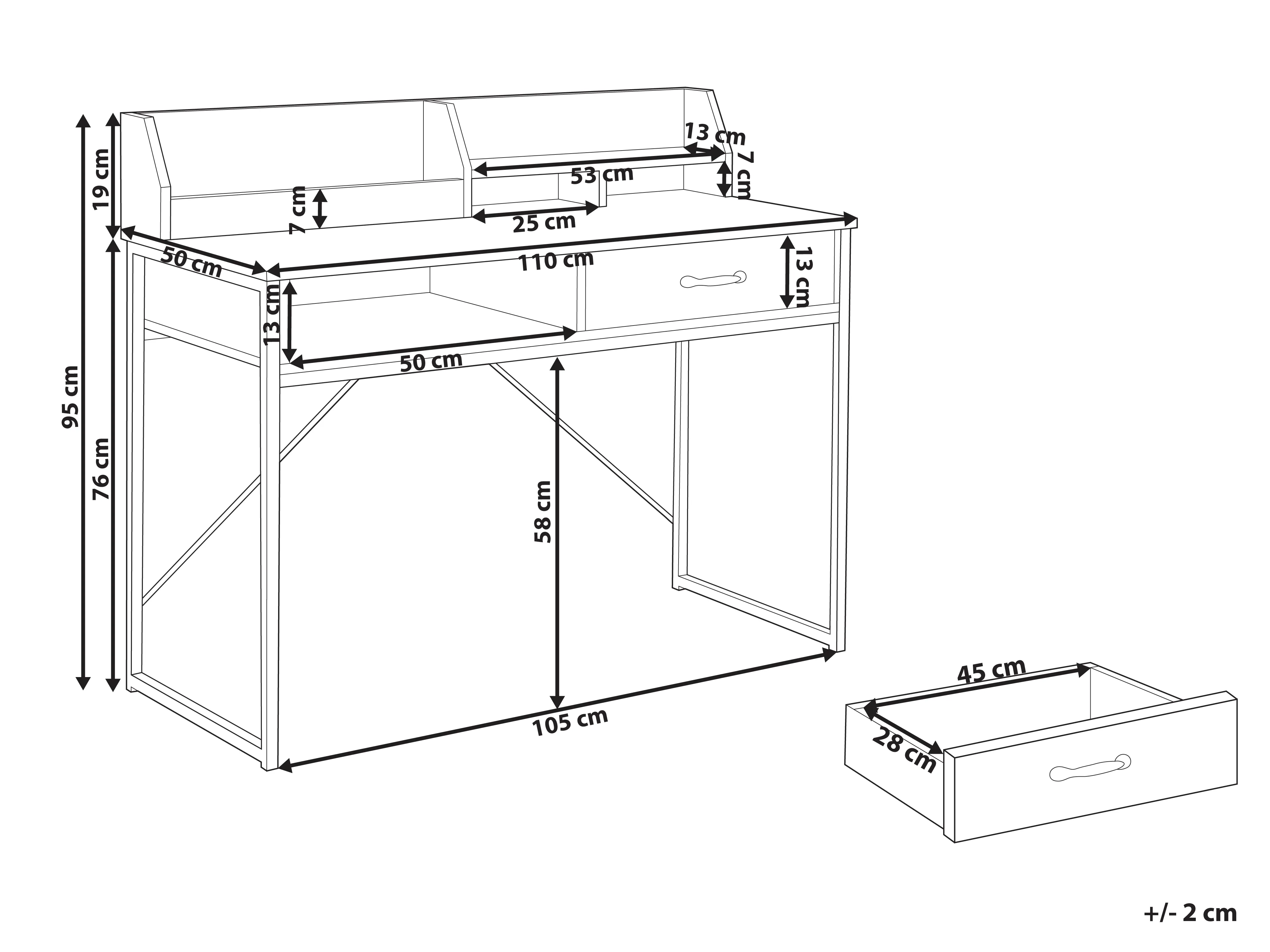 Bureau ZYRA Wit 110 cm 50 cm