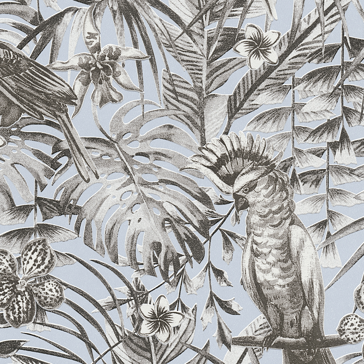 Vliestapete GREENERY - grau-blau - 10 Meter