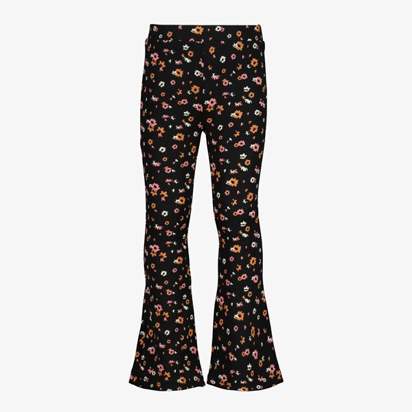 TwoDay meisjes flared broek met bloemenprint zwart