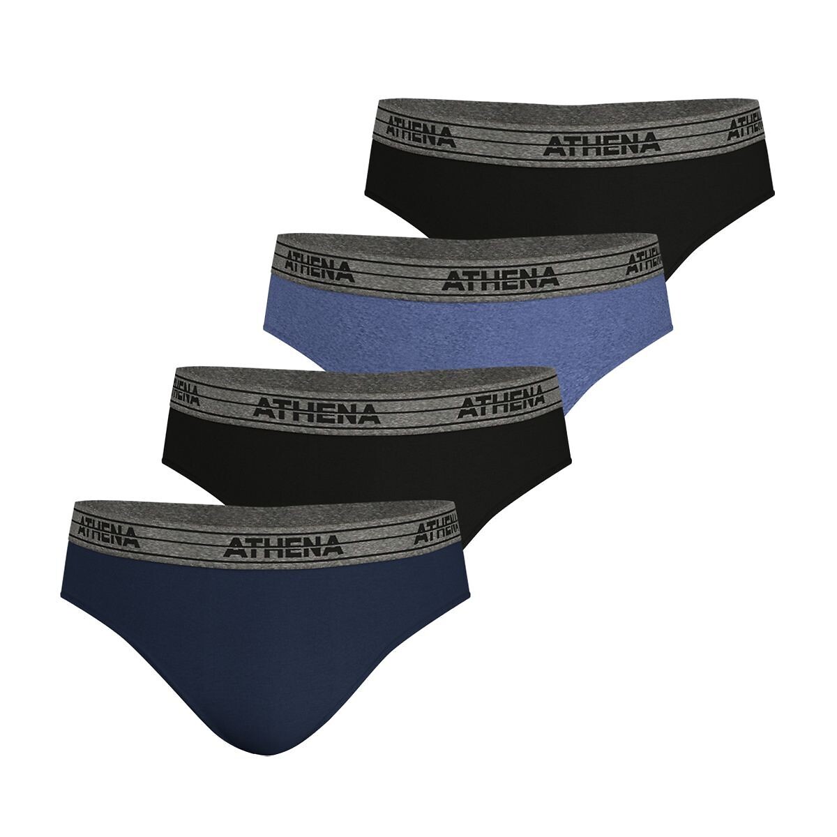 ATHENA<br>Conjunto de 4 cuecas básicas de algodão