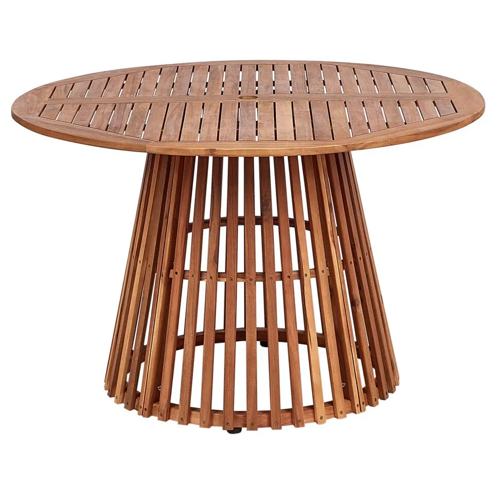 AGELLO - Tuinset voor 4 met parasol - Lichthout - Acaciahout
