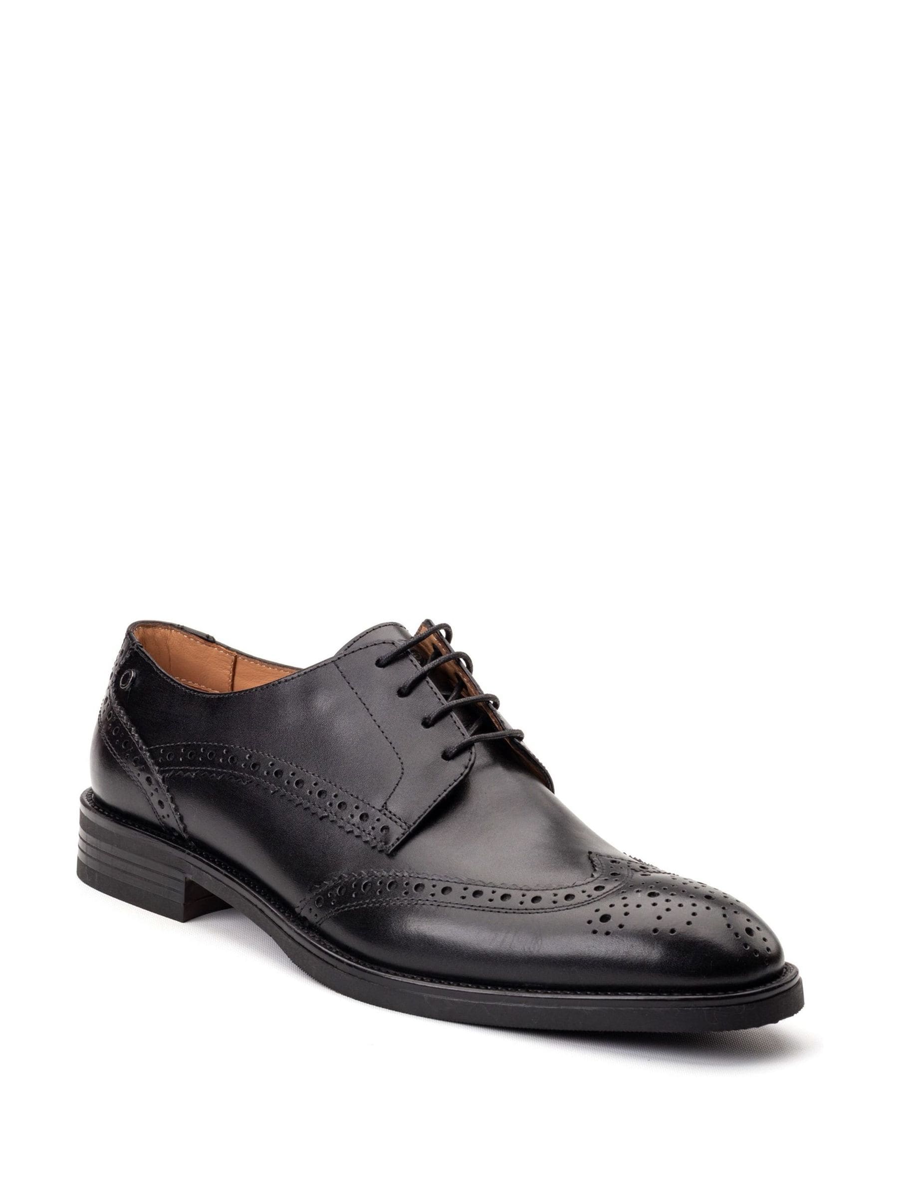 Zwart - Base London Pocket Brogue Shoe