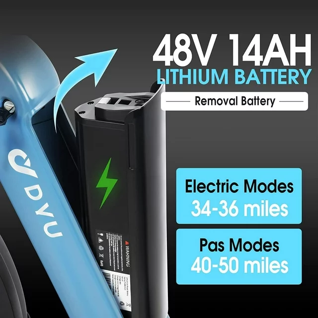 Bicicleta elétrica dobrável DYU 20 4.0 com pneus largos para adultos, 500W 48V 14AH, bateria LG, Shimano de 7 velocidades.
