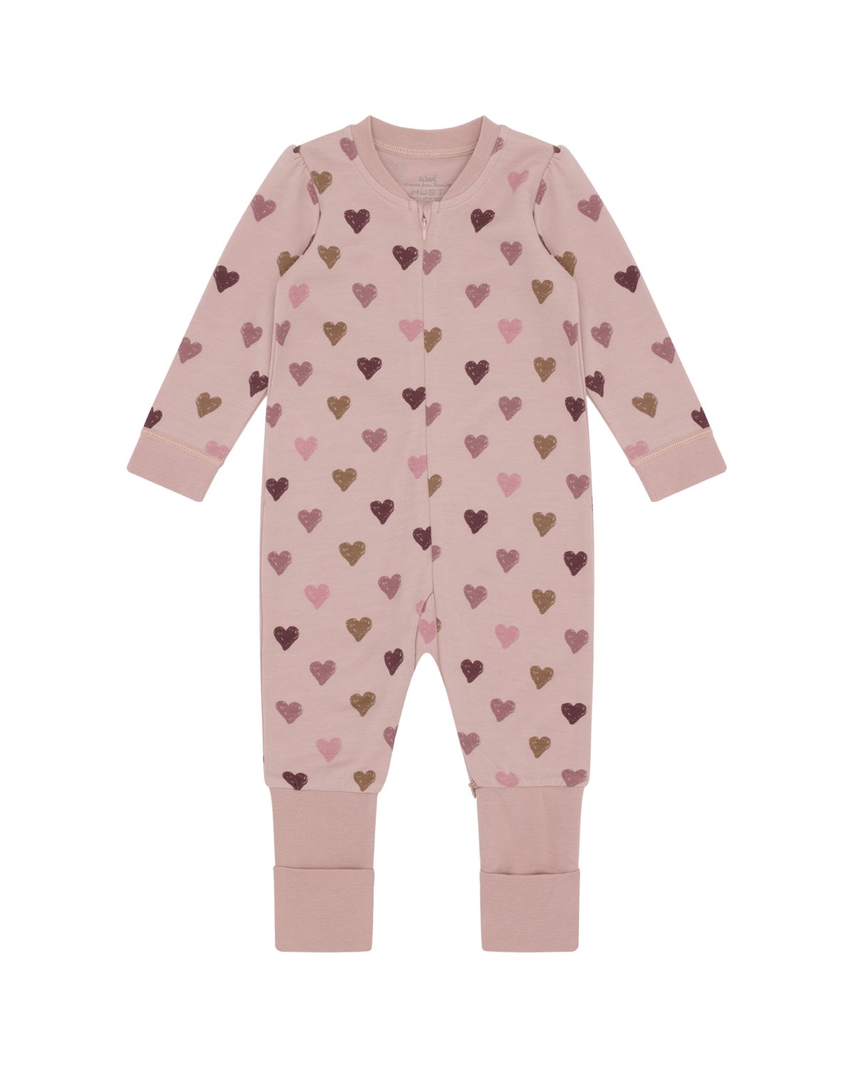 Ullpysj Baby – Heldrakt to-veis glidelås og trylleføtter – Ull/Bambusviskose | Manu Hearts Puff