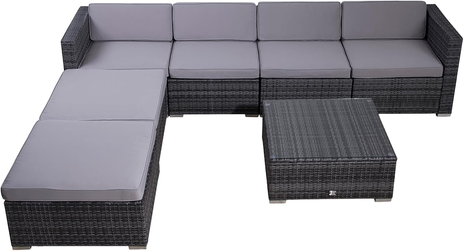 SVITA Lugano Garten-Lounge Polyrattan Garten-Set Sofa-Set Garnitur Gartenmöbel Couch-Set Grau
