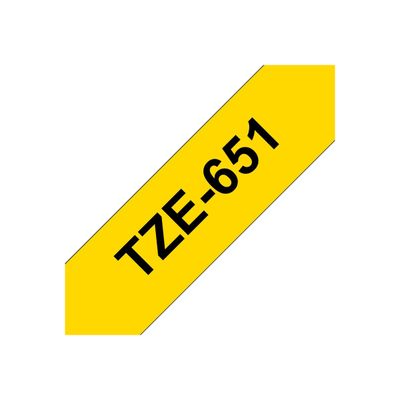 Brother TZe651 - Ruban d'étiquettes auto-adhésives - 1 rouleau (24 mm x 8 m) - fond jaune écriture noire