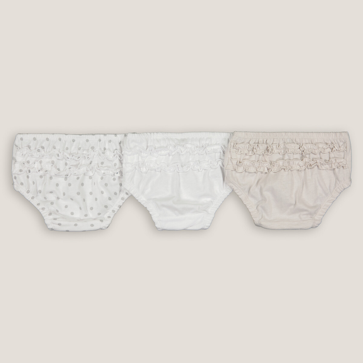 COLEÇÃO LA REDOUTE<br>Conjunto de 3 calcinhas com babados nas costas