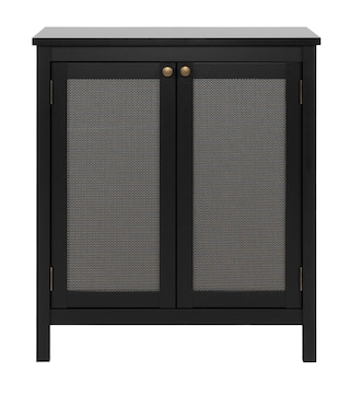 Sideboard CORDOBA 80 x 90 cm schwarz / Geflecht Nobel