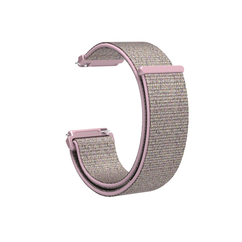 Fitbit Versa / Versa 2 / Versa Lite Nylon Klettverschluss Ersatz Armband - Rosa / Silber