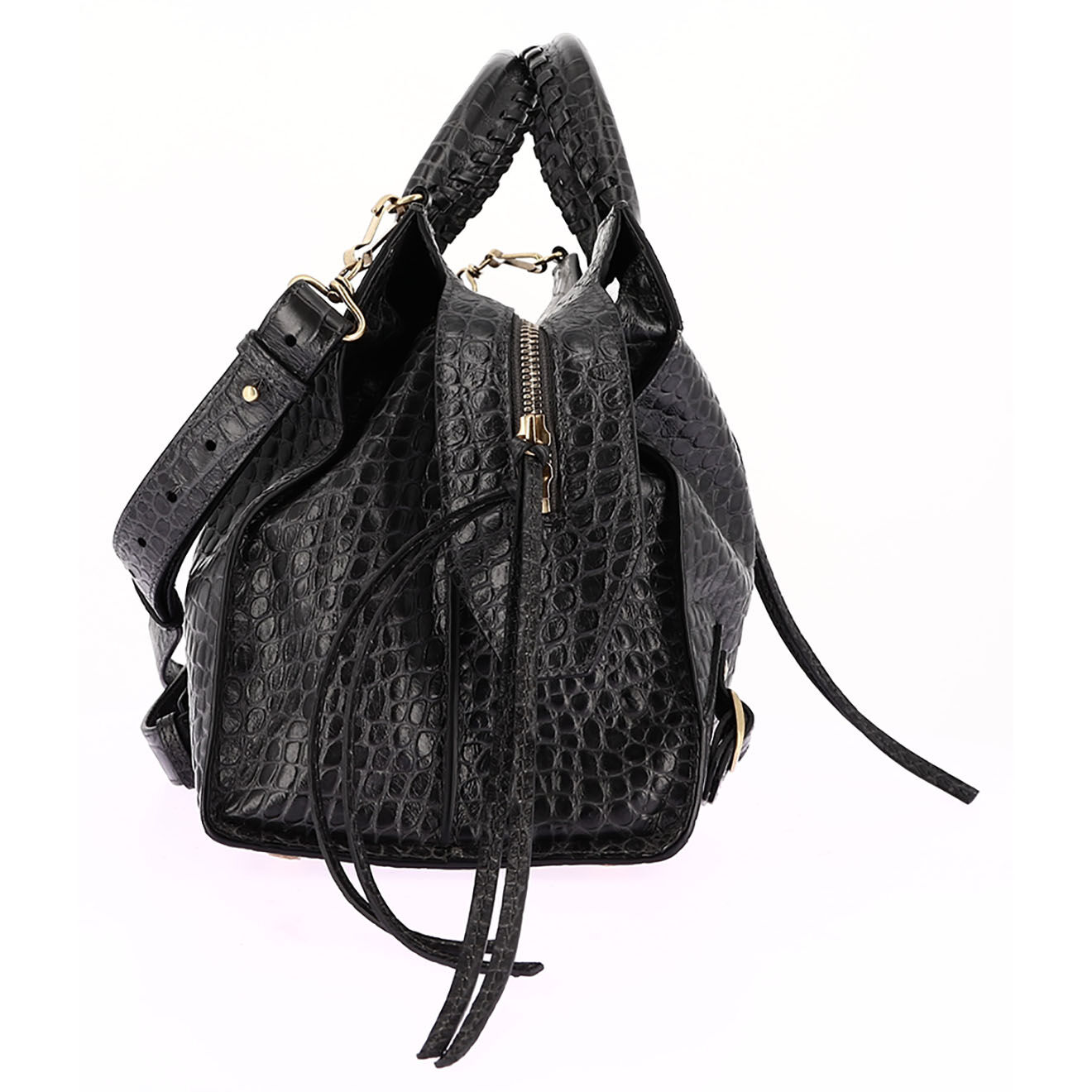 Balenciaga Sac à main Néo Classic en Cuir effet croco noir - Neuf sans étiquette - L.38 cm