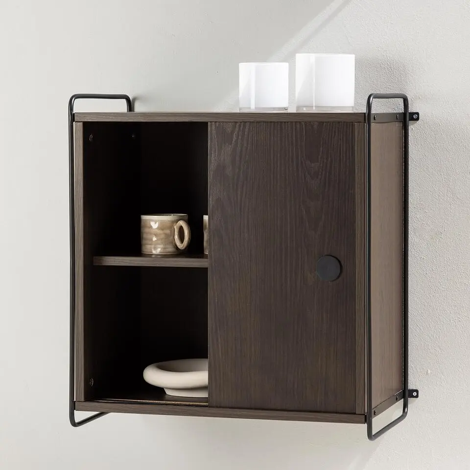Nest living Marcus Hangende Houten Wandkast Walnoot - 60 x 35 cm
