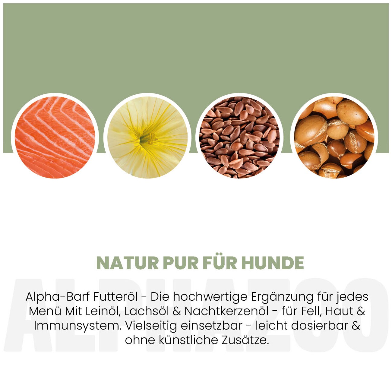 ALPHAZOO Alpha Barf Futteröl für Hunde I Omega 3 6 9 zum Barfen