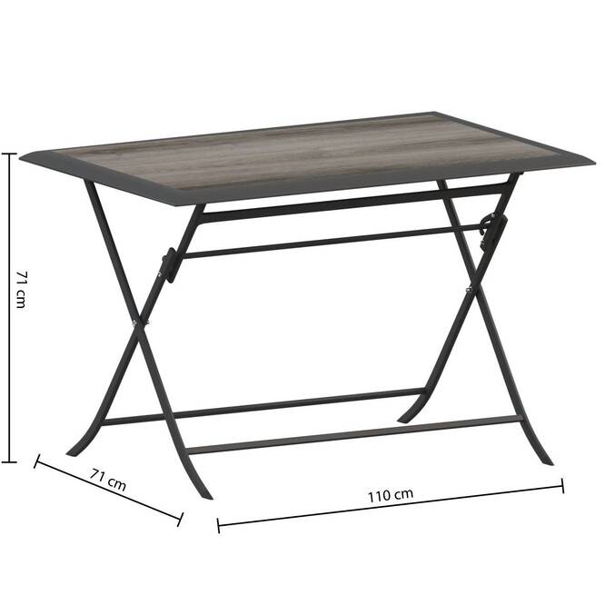 Table de jardin pliante rectangulaire AZUA Gris smoke