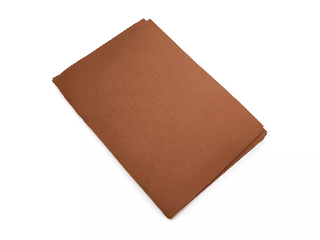 Housse de couette 260x240 cm mousseline de coton MILOS marron terre cuite