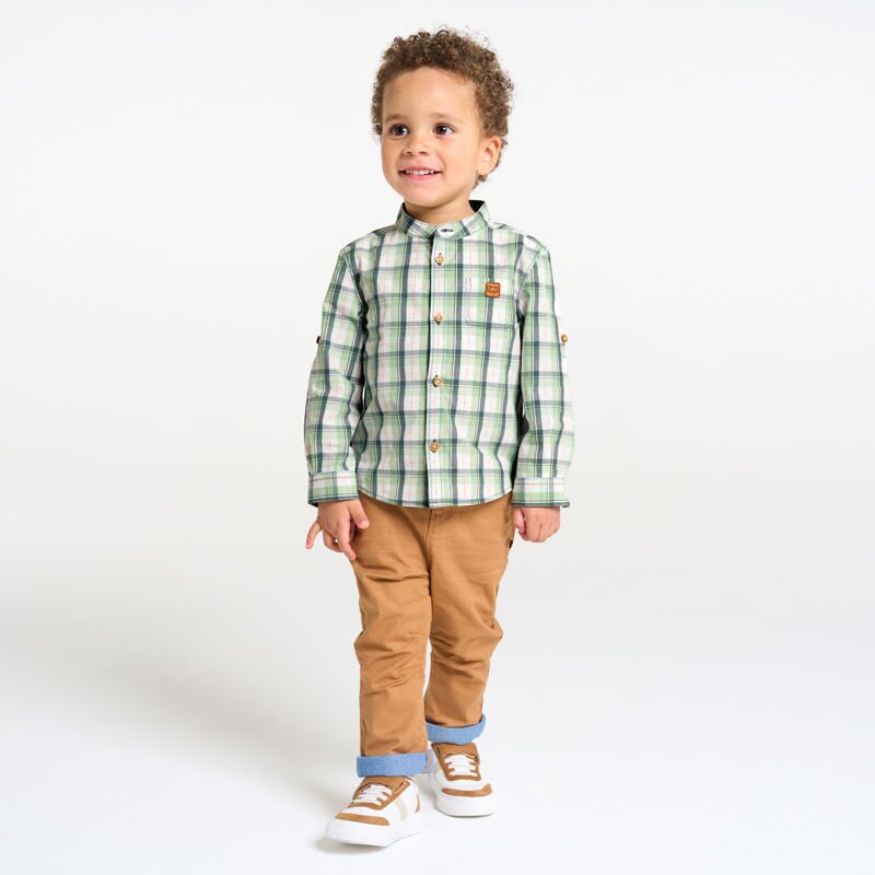 Chemise à carreaux modulable vert bébé garçon Vert