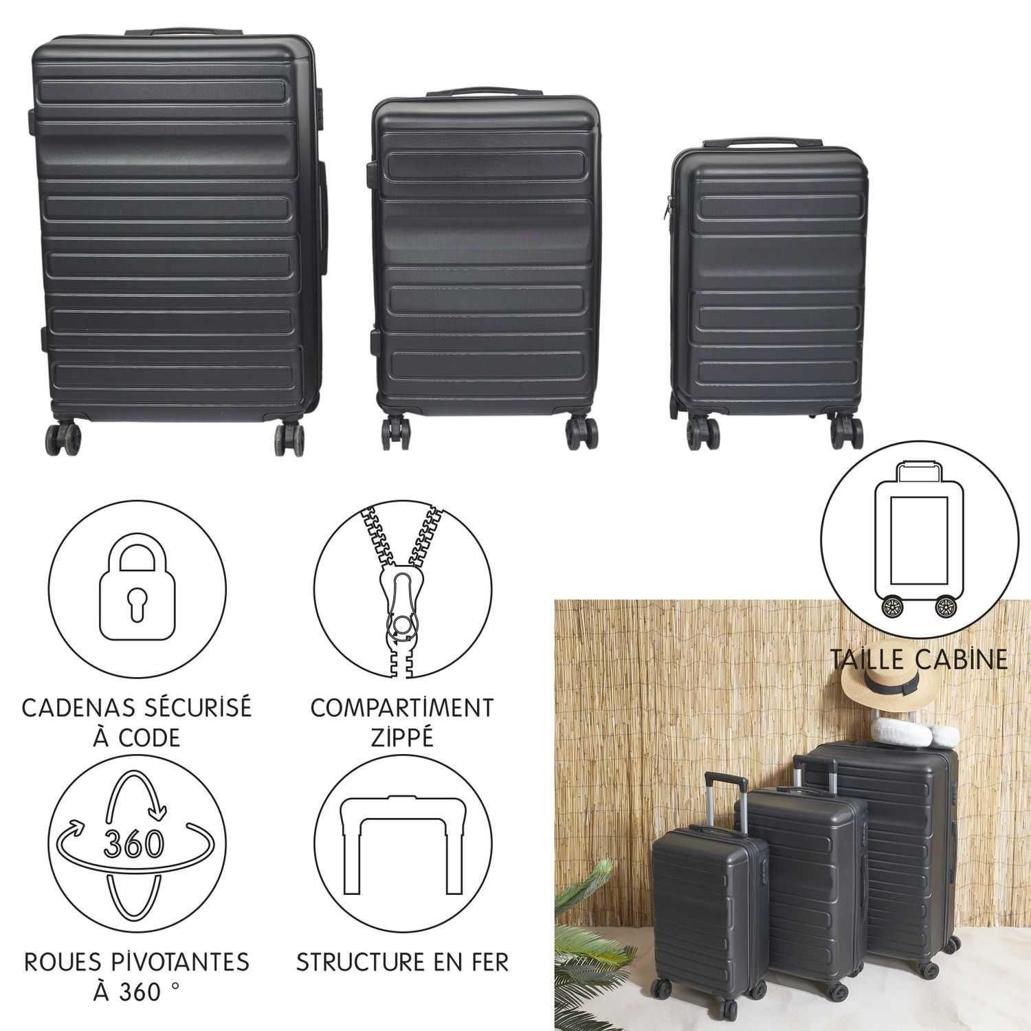 VALISE NOIRE 70L 40X27X65CM
