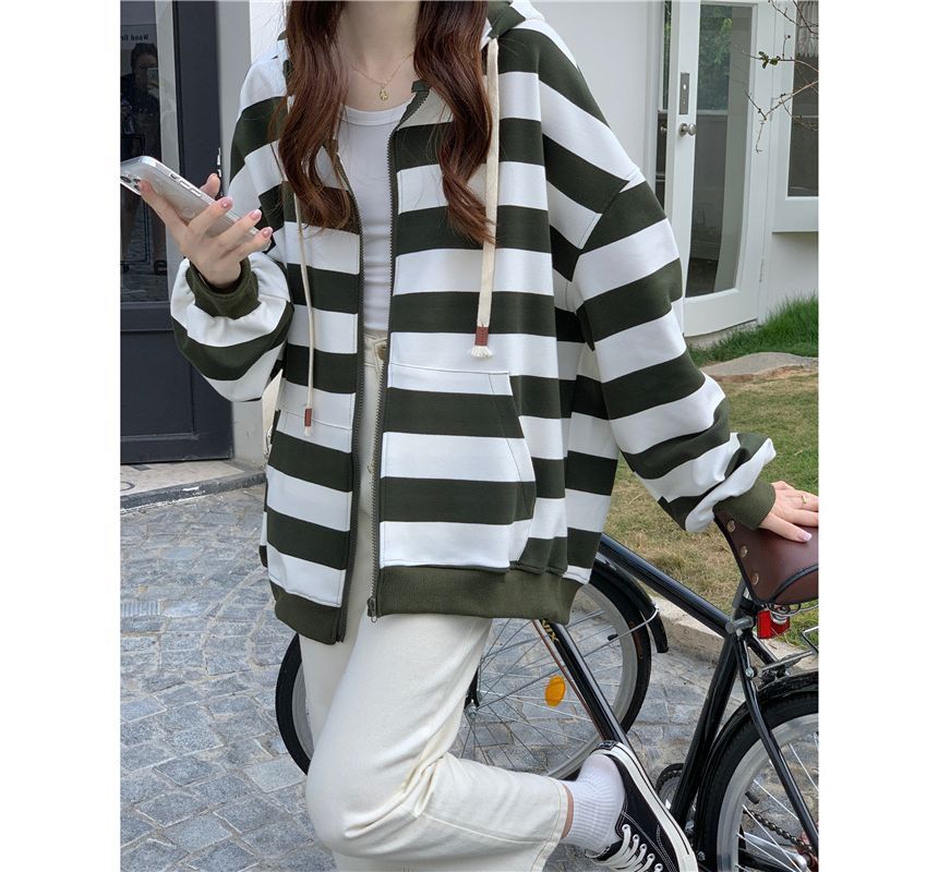 Racoon - Gestreepte hoodie met rits