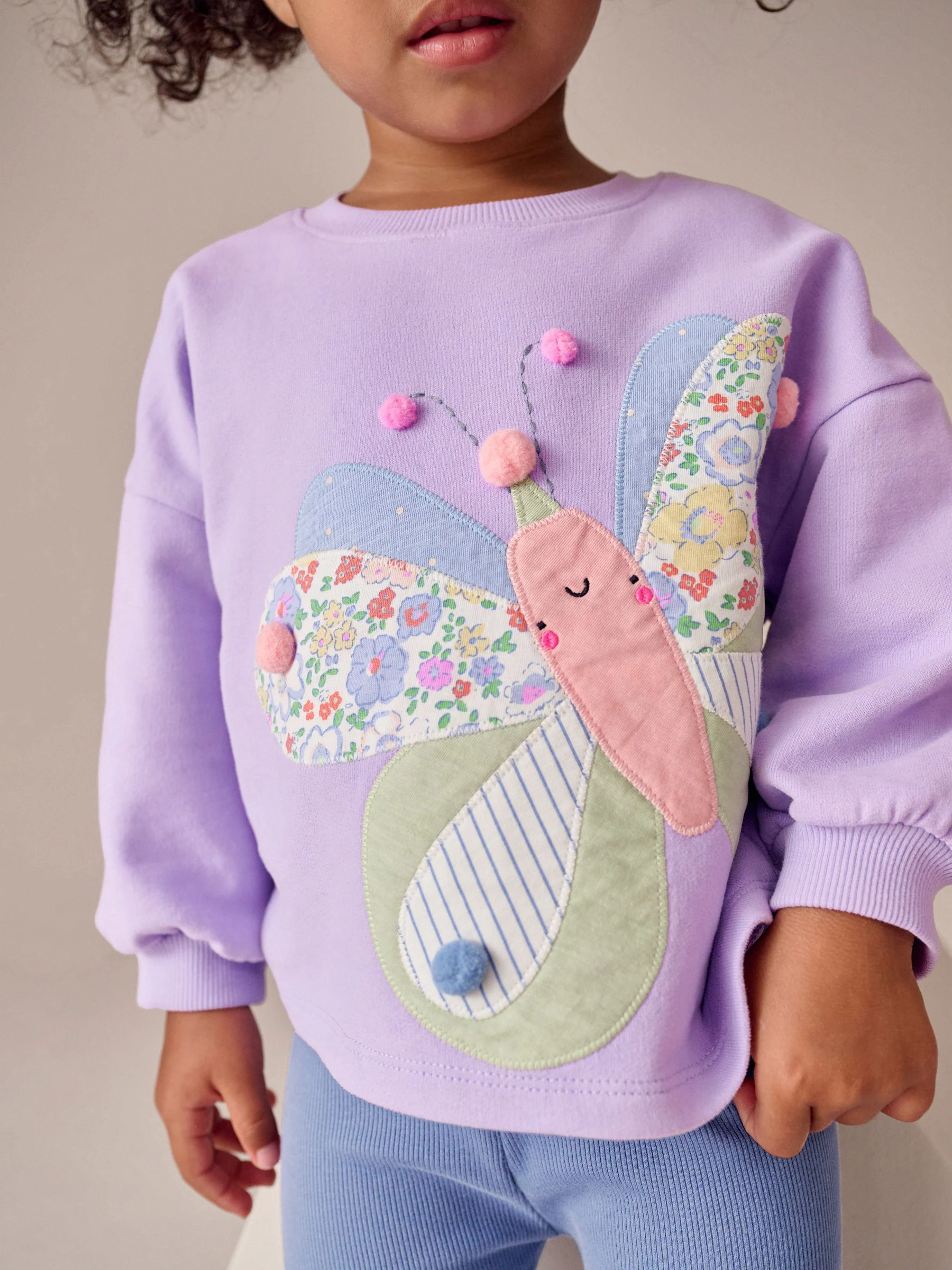 Lila met vlinders - Set met top met lange mouwen en legging (3 mnd-7 jr)