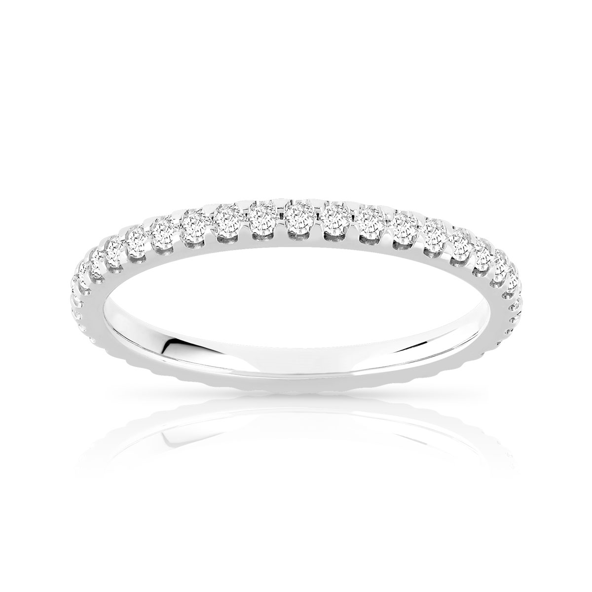 Alliance or 750 blanc tour complet diamants synthétiques 0,50 carat