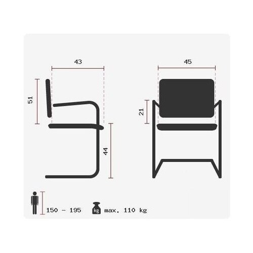 Freischwinger FLEXO V Kunstleder mit Armlehnen hjh OFFICE
