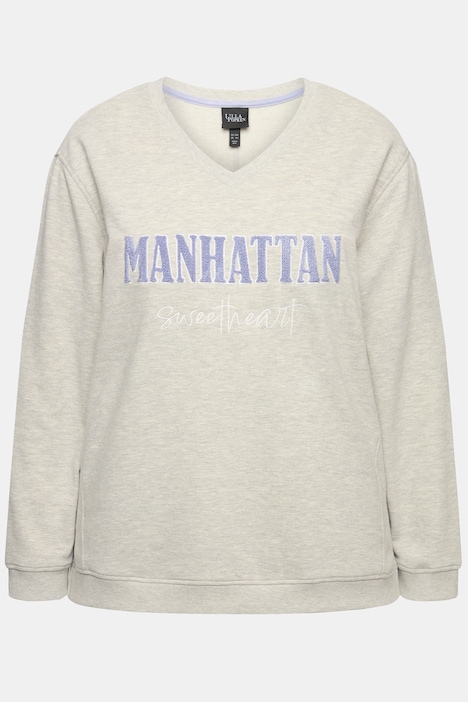 Sweatshirt, Frotteedruck, V-Ausschnitt, Langarm