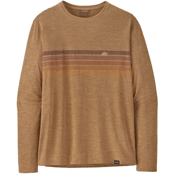 T-shirt randonnée PATAGONIA M'S L/S CAP COOL DAILY GRAPHIC SHIRT LINE LINE LOGO RIDGE STRIPE/TINAMOU TAN X-DYE