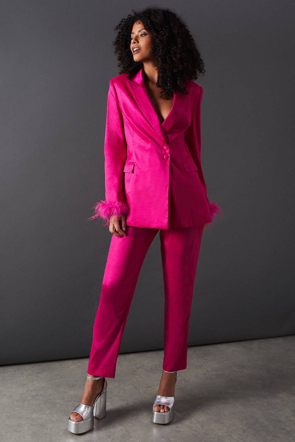 Warehouse Pantalon Droit en Taffetas Premium